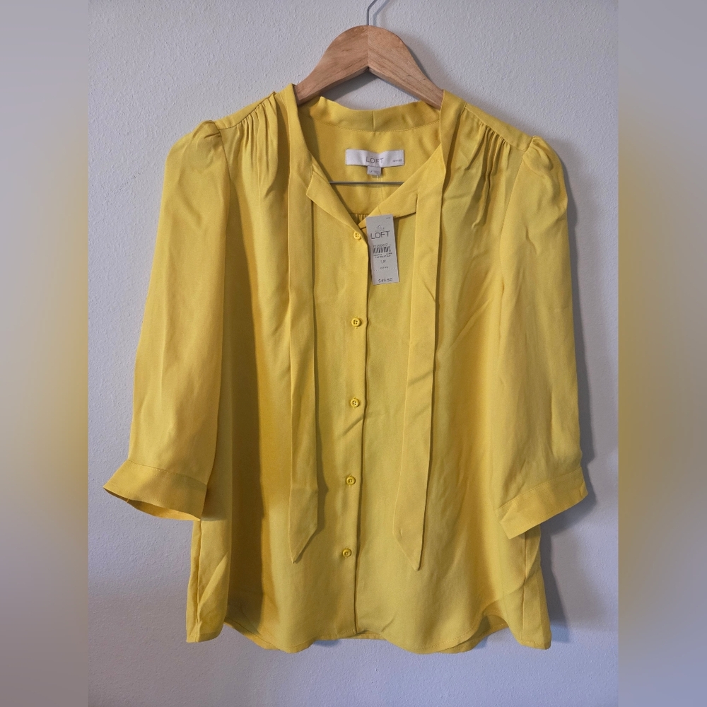 LOFT Bright Yellow Button-Up Blouse